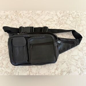 Black Leather Fanny Pack
